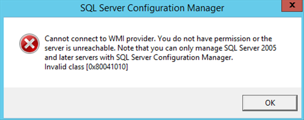 SQL Hatası: Cannot connect to WMI provider
